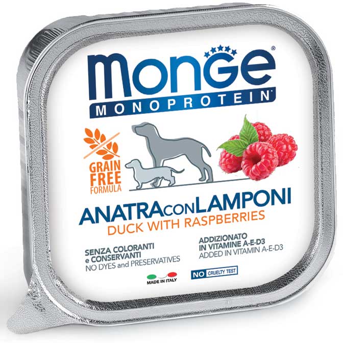 Monge Monoprotein Patè Solo Anatra e Lamponi 150gr Monge Monoprotein Patè Solo Anatra e Lamponi 150gr